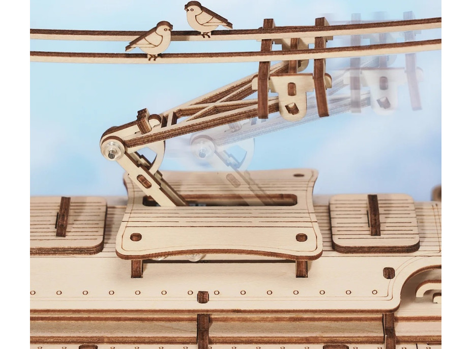 RoboTime 3D drevené mechanické puzzle Električka