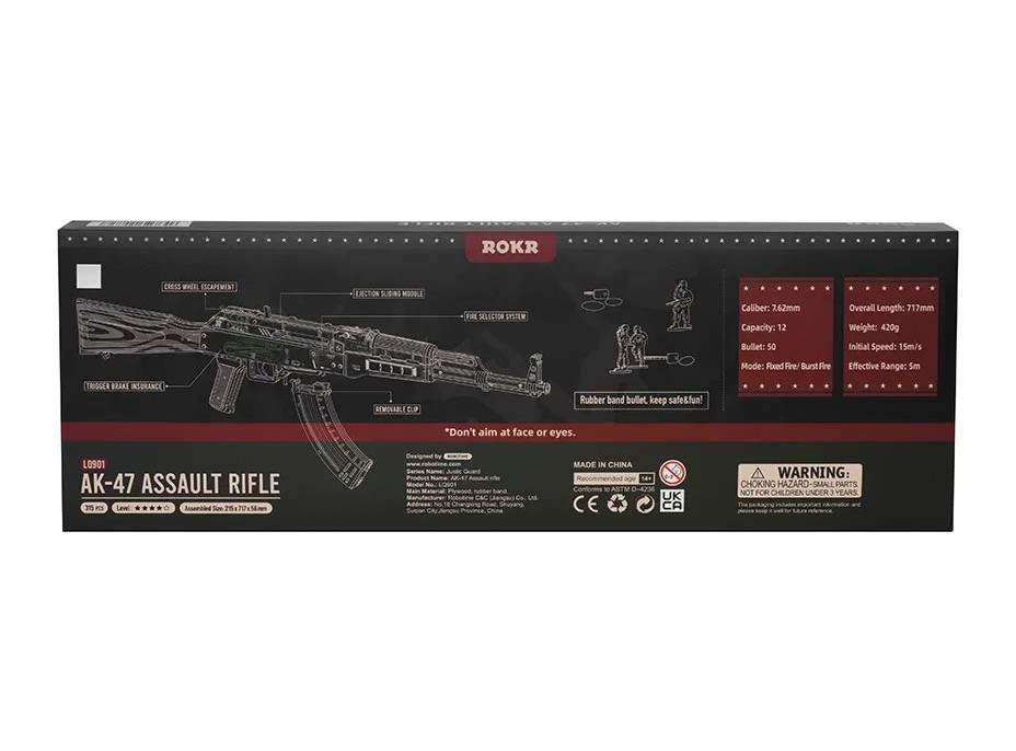 RoboTime 3D Drevené mechanické puzzle Útočná puška AK-47