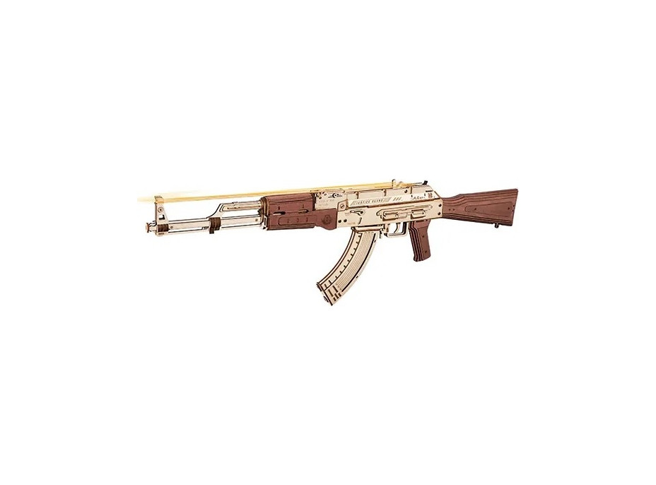 RoboTime 3D Drevené mechanické puzzle Útočná puška AK-47