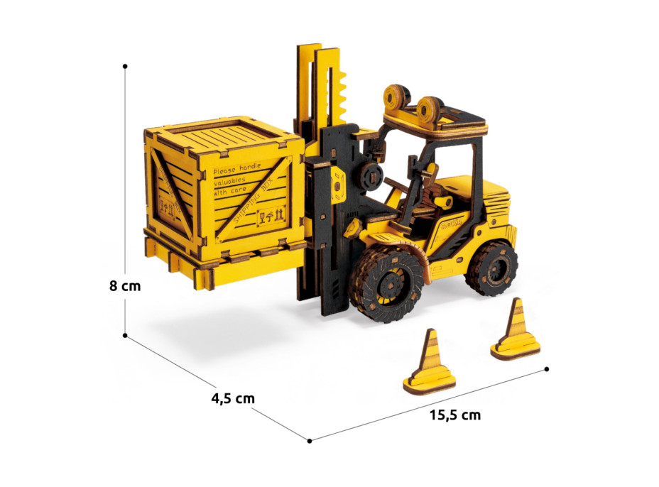 RoboTime drevené 3D puzzle Vysokozdvižný vozík