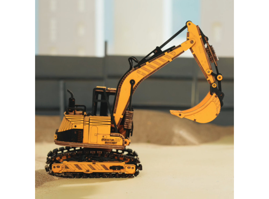 RoboTime drevené 3D puzzle Bager