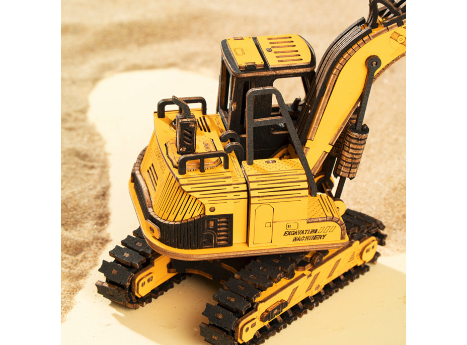 RoboTime drevené 3D puzzle Bager