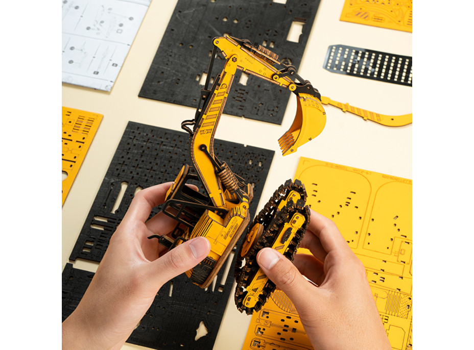 RoboTime drevené 3D puzzle Bager
