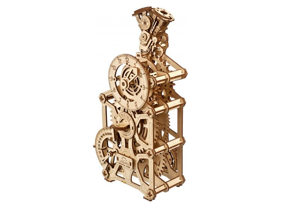 Ugears 3D drevené mechanické puzzle Hodiny motora