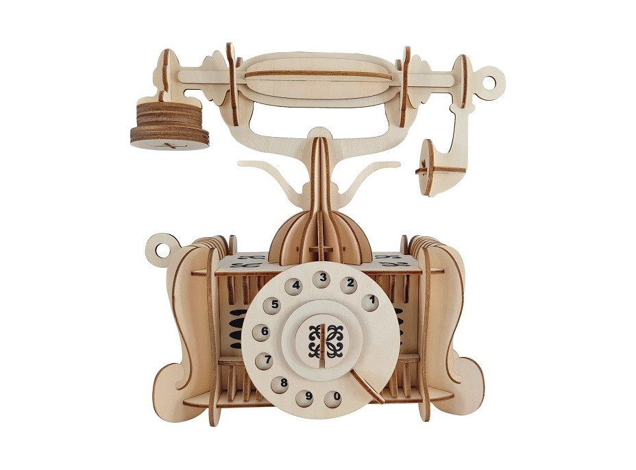 Woodcraft Drevené 3D puzzle Starý telefón