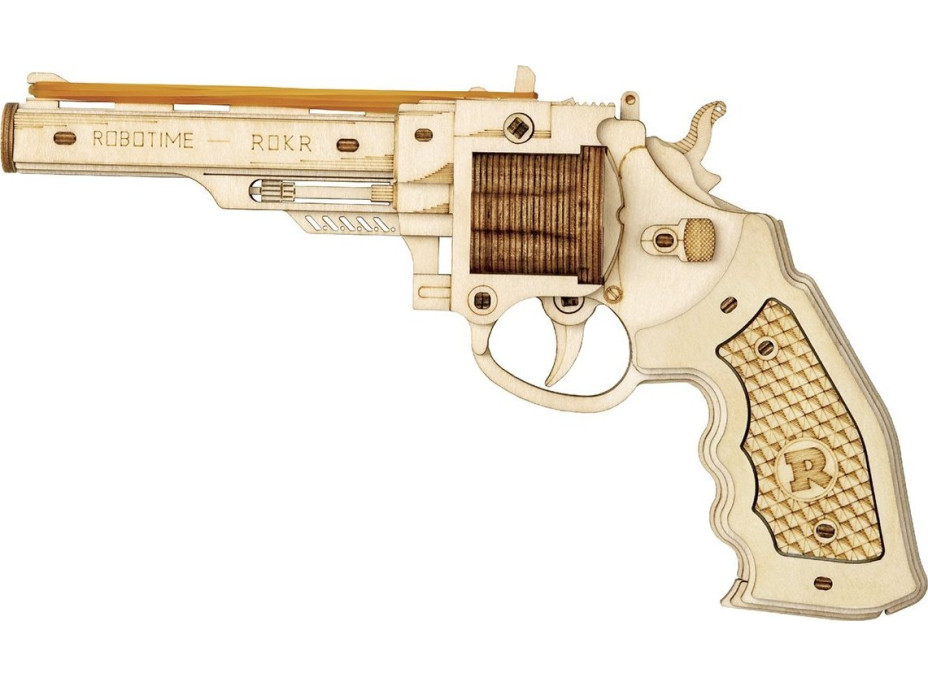 RoboTime 3D drevené mechanické puzzle Revolver Corsac