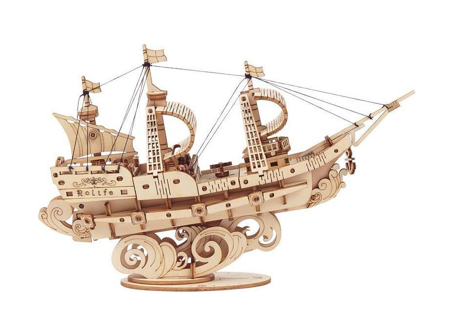 RoboTime drevené 3D puzzle Vojenská plachetnica