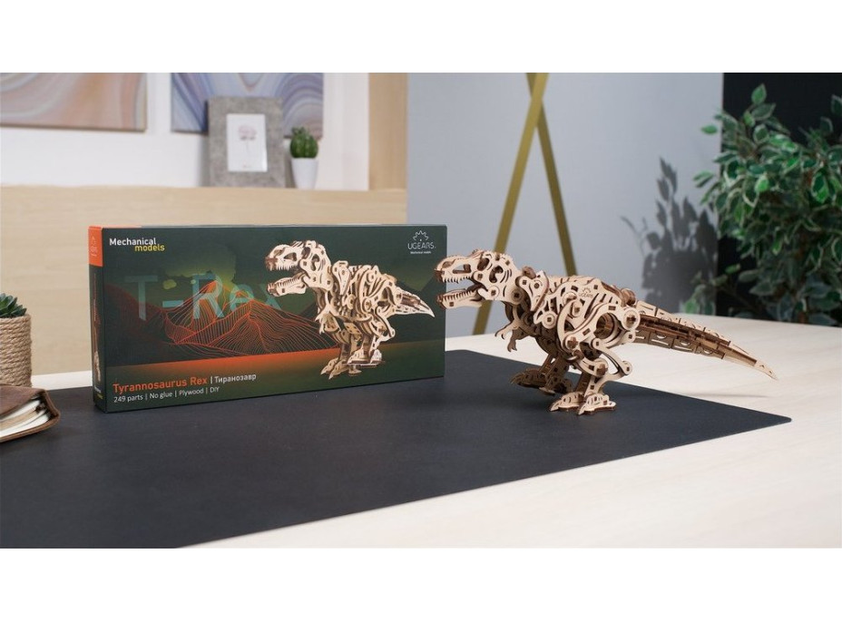 Ugears 3D drevené mechanické puzzle Tyrannosaurus Rex