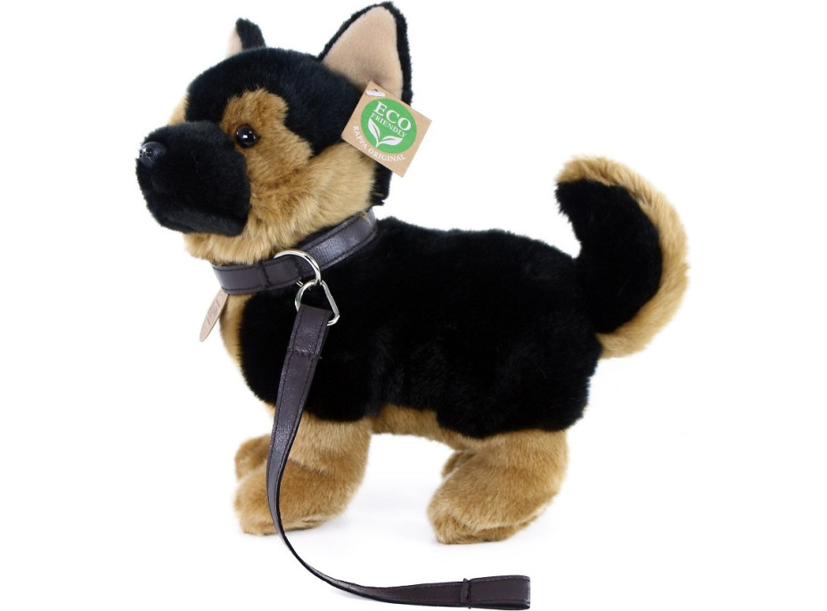 Plyšový pes nemecký ovčiak s vodítkom stojaci 23 cm ECO-FRIENDLY