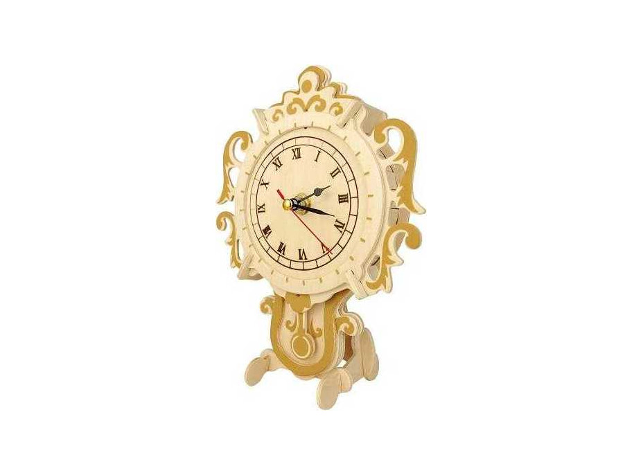 Woodcraft Drevené 3D puzzle hodiny na stojane