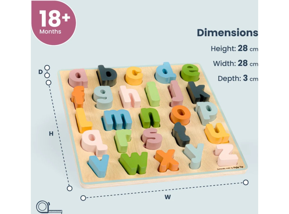 Bigjigs Toys Drevené puzzle malé písmená - abc