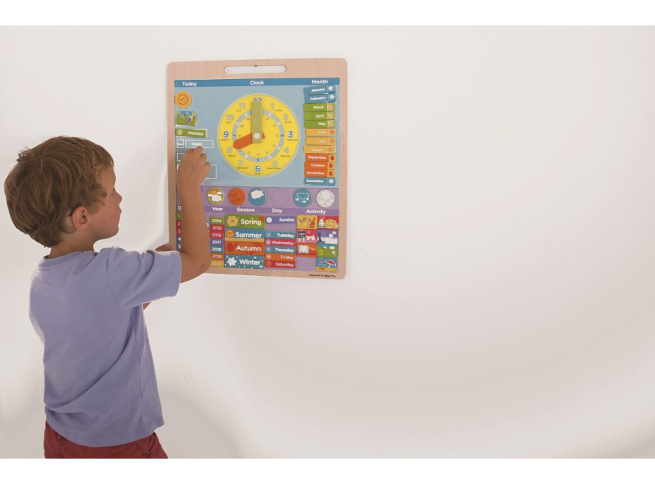 Bigjigs Toys Anglický magnetický kalendár s hodinami