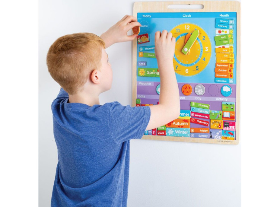 Bigjigs Toys Anglický magnetický kalendár s hodinami
