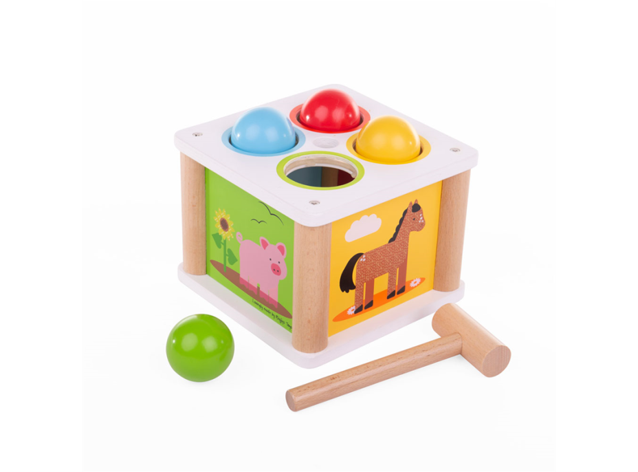 Bigjigs Baby Drevená zatĺkačka Farma