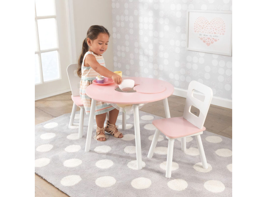 Kidkraft Set stôl a 2 stoličky ružovobiely