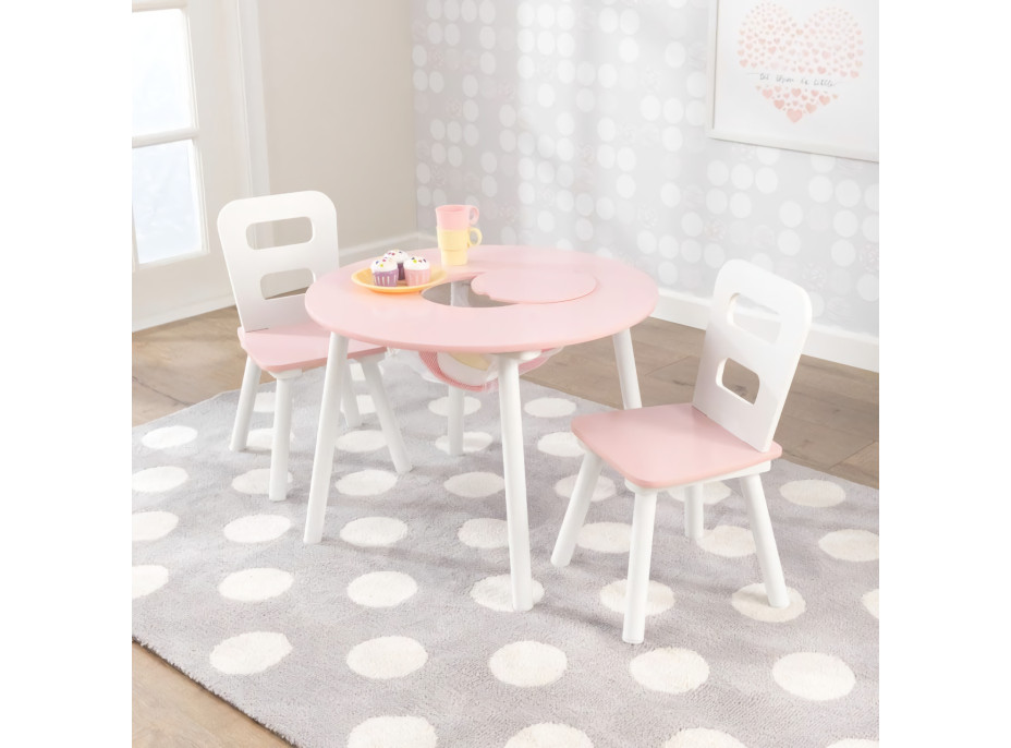 Kidkraft Set stôl a 2 stoličky ružovobiely