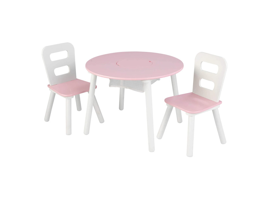 Kidkraft Set stôl a 2 stoličky ružovobiely