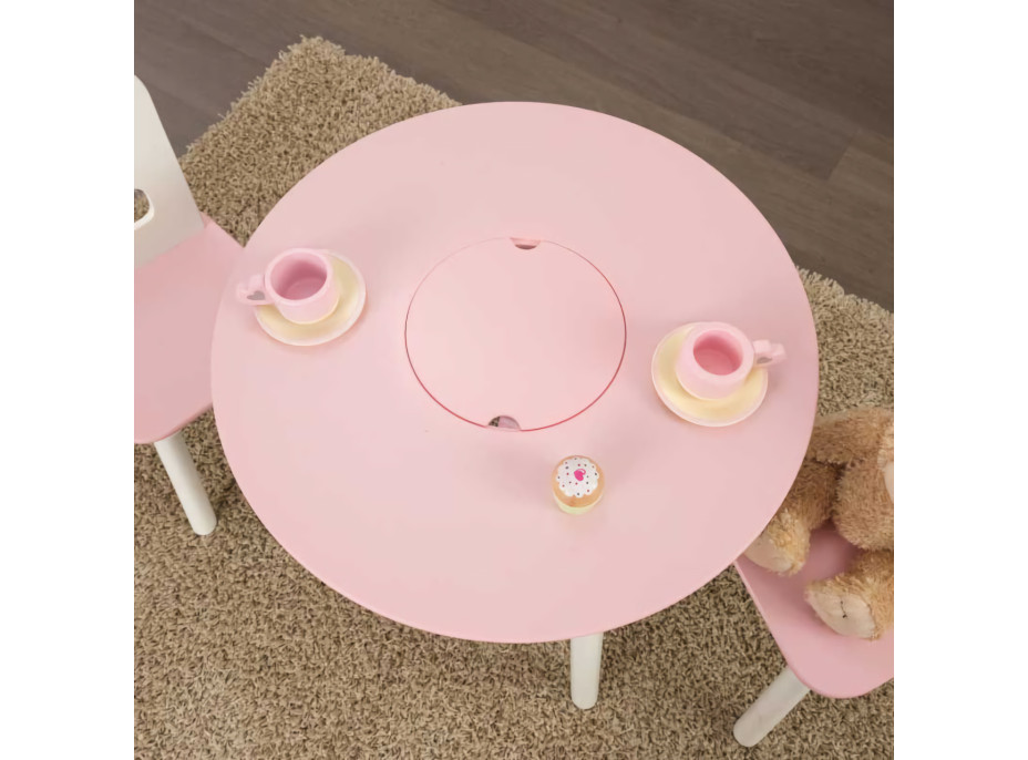 Kidkraft Set stôl a 2 stoličky ružovobiely