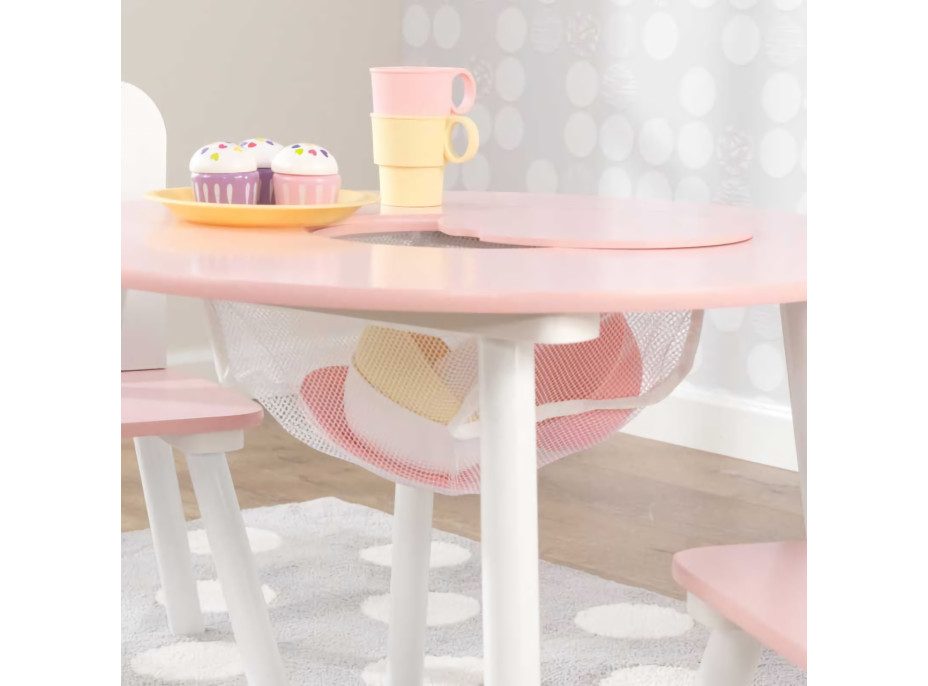 Kidkraft Set stôl a 2 stoličky ružovobiely