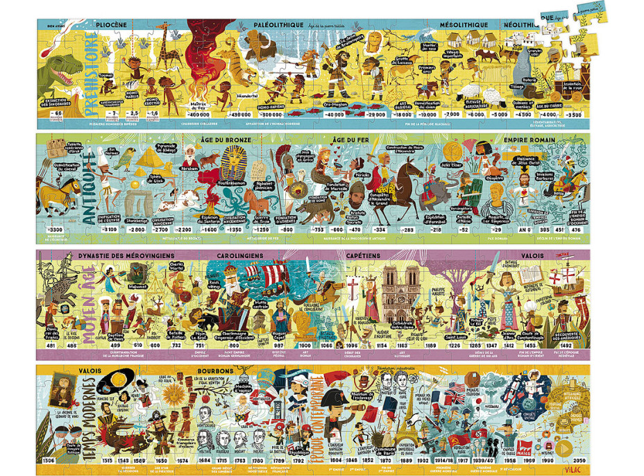 Vilac Veľké drevené puzzle histórie