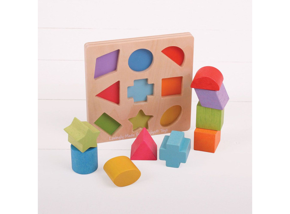 Bigjigs Baby Drevené kocky tvary a farby