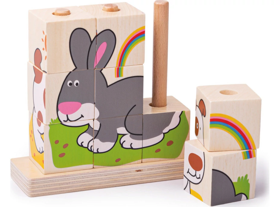 Bigjigs Baby Nasadzovacie kocky zvieratká