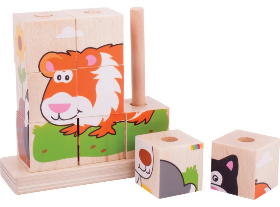 Bigjigs Baby Nasadzovacie kocky zvieratká