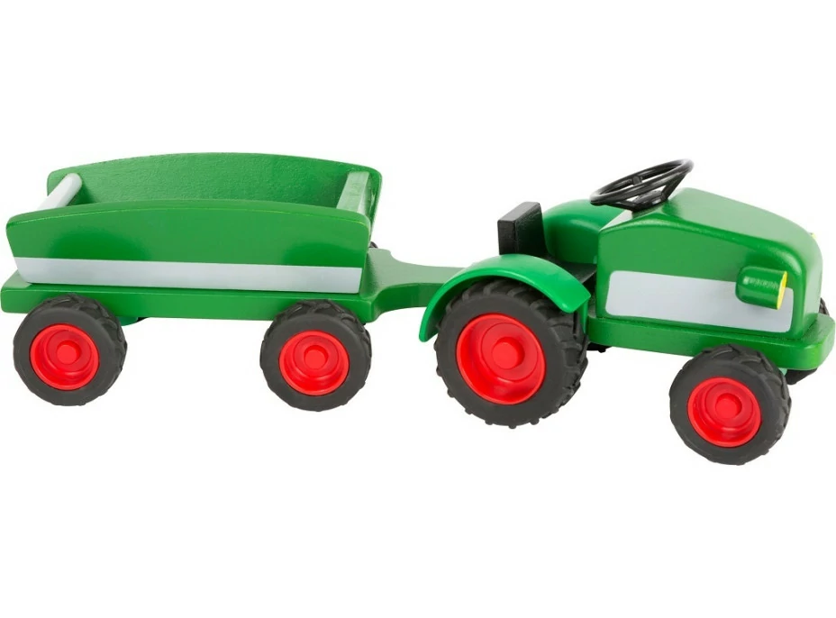 small foot Drevený traktor s vlečkou zelený
