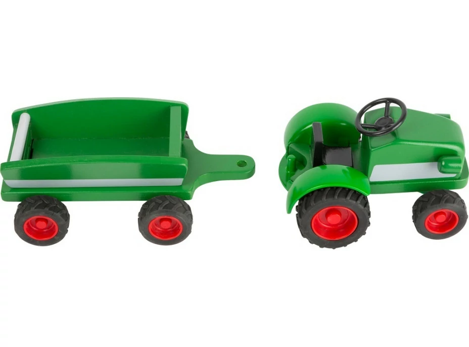 small foot Drevený traktor s vlečkou zelený
