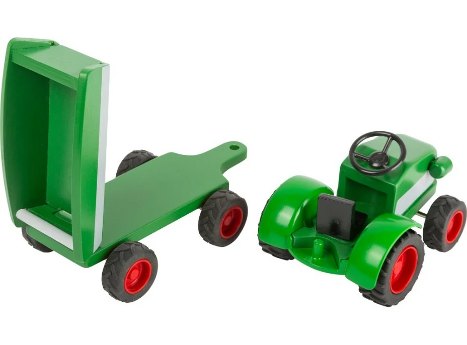 small foot Drevený traktor s vlečkou zelený