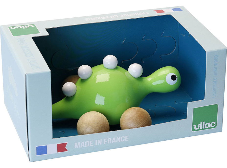 Vilac Drevený dinosaurus na kolieskach zelený