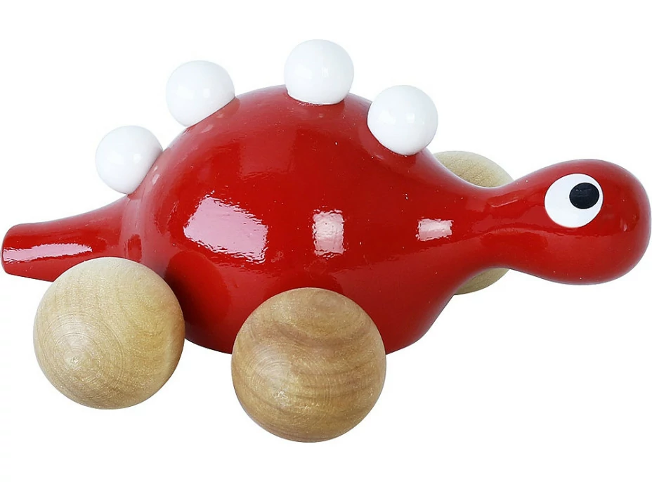 Vilac Drevený dinosaurus na kolieskach červený