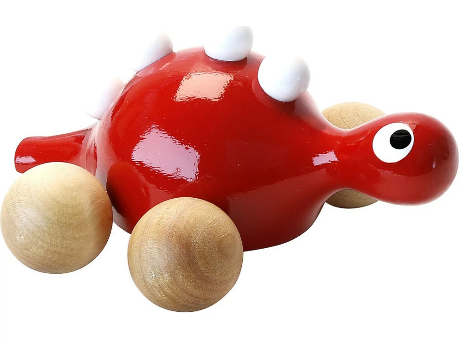 Vilac Drevený dinosaurus na kolieskach červený