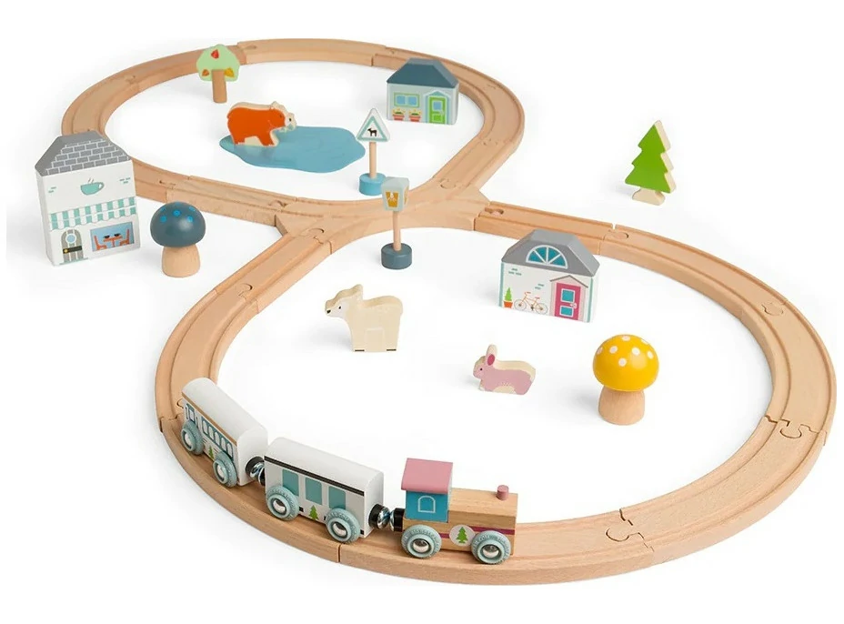Bigjigs Toys Drevená vláčikodráha pri lese