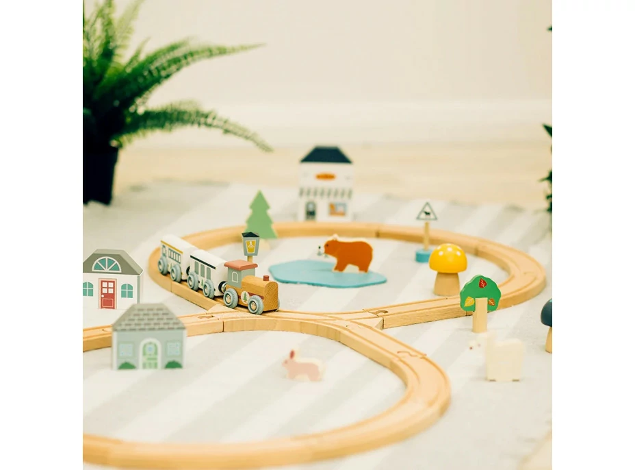 Bigjigs Toys Drevená vláčikodráha pri lese