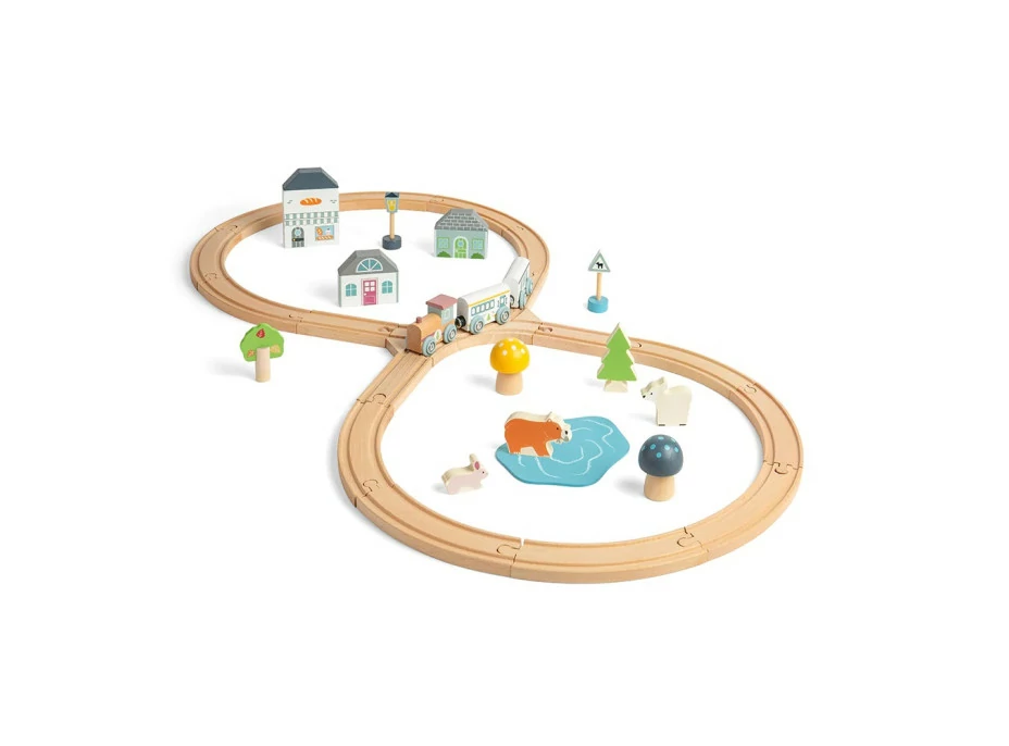 Bigjigs Toys Drevená vláčikodráha pri lese