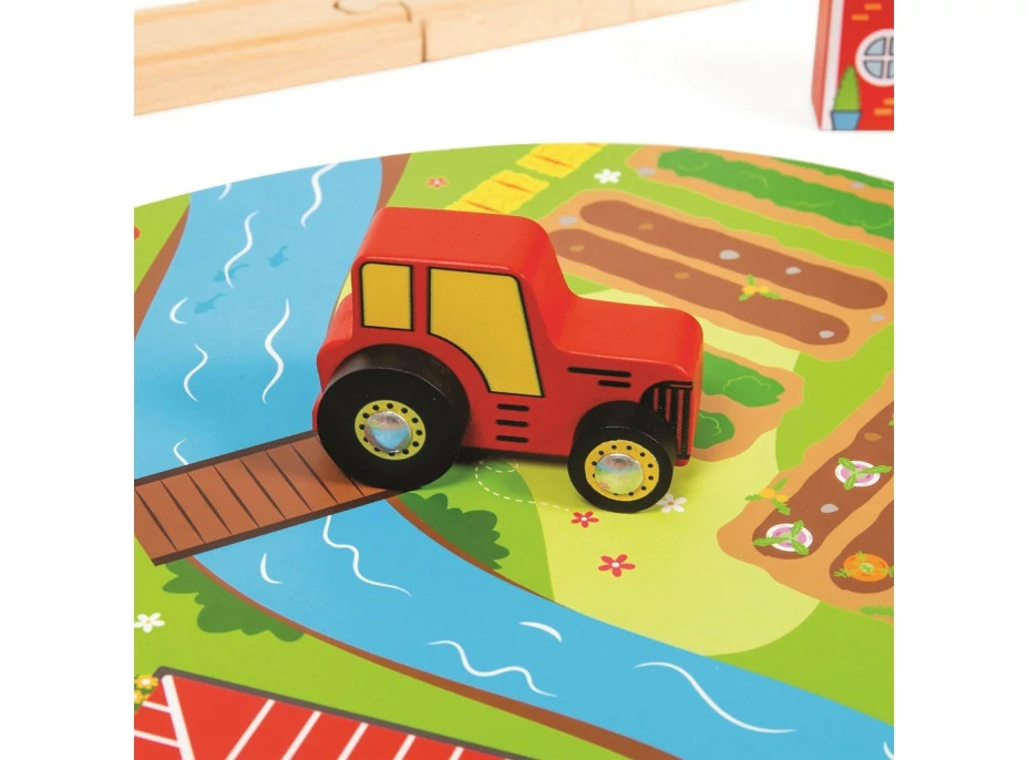 Bigjigs Rail Drevená vláčikodráha s vidieckou cestou 80 dielov