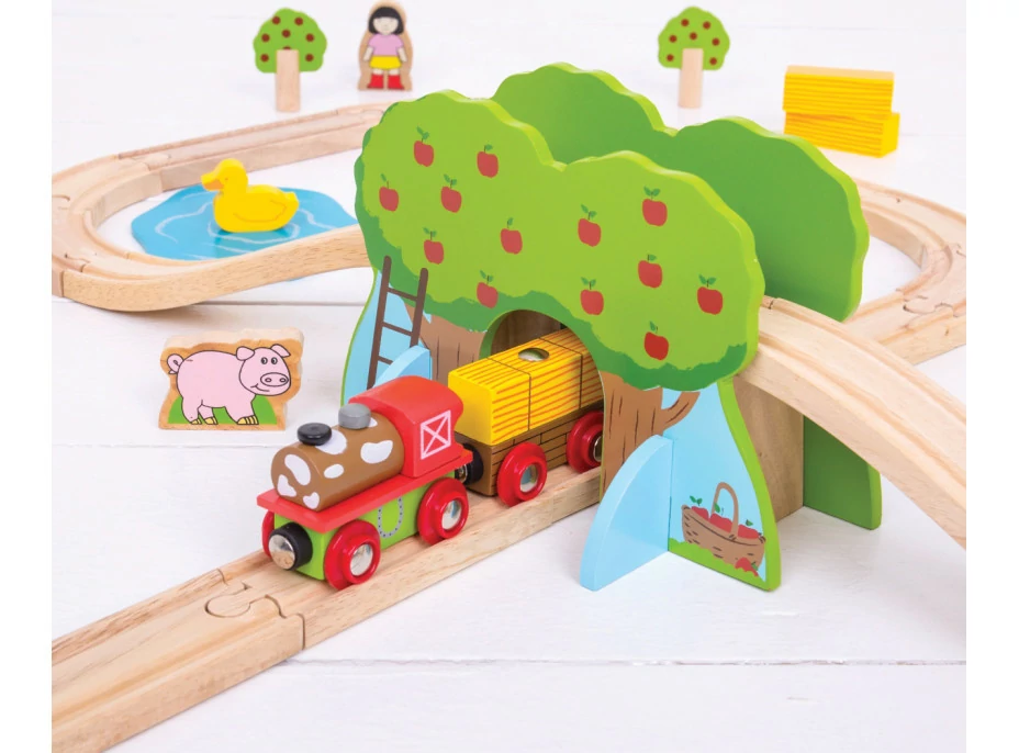 Bigjigs Rail Drevená vláčikodráha farma