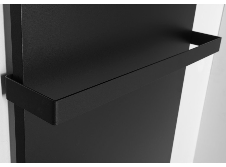 Sapho ENIS kúpeľňový sálavý vykurovací panel 600W, 590x1200 mm, držiaky uterákov, IP44, čierna mat RH600B-2