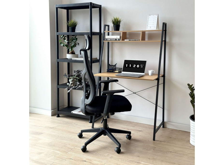 Loftový písací stôl ARVIKA MODERN PINE - čierny/dekor borovice