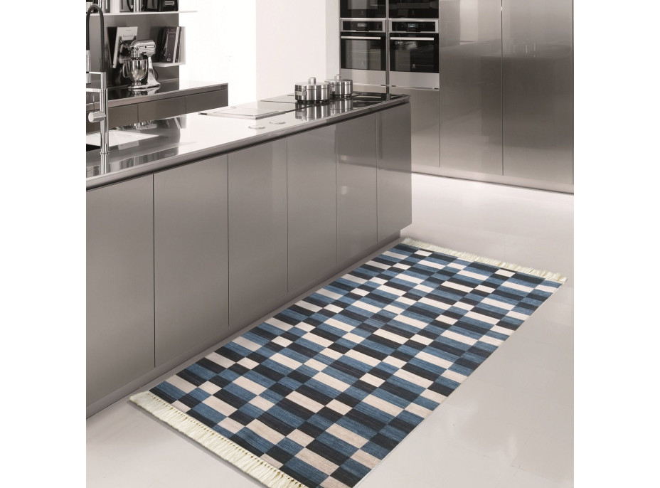 Kusový koberec BIANCA tiles - odtiene tmavo modrej/béžovej