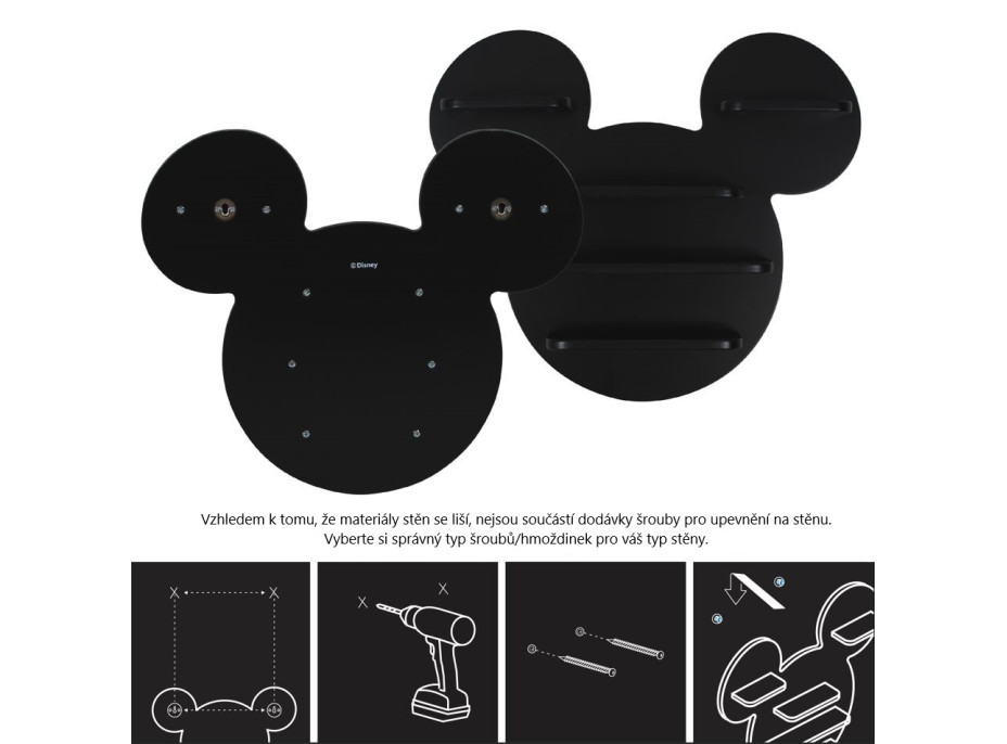 Detská polička Mickey Mouse - čierna