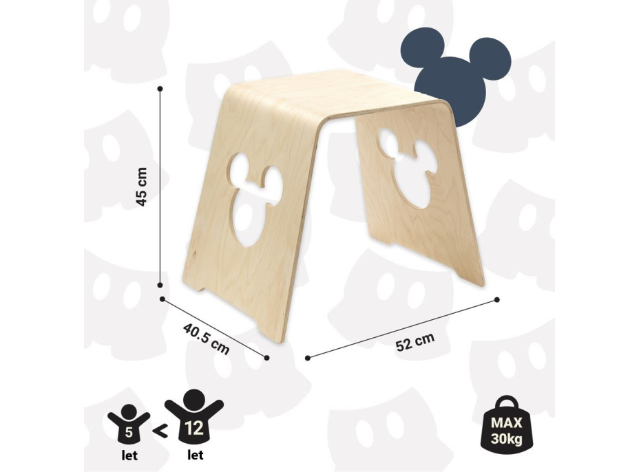 Detská stolička s výrezom Mickey Mouse - prírodná