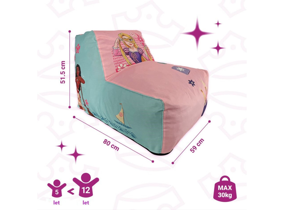 Sedací vak Disney princeznej - ružový