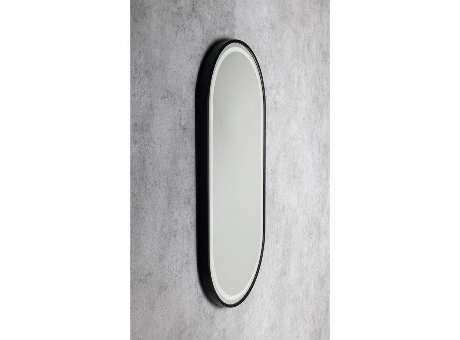 Sapho KAIRA oválne zrkadlo s LED osvetlením 45x90cm, čierna mat KA450
