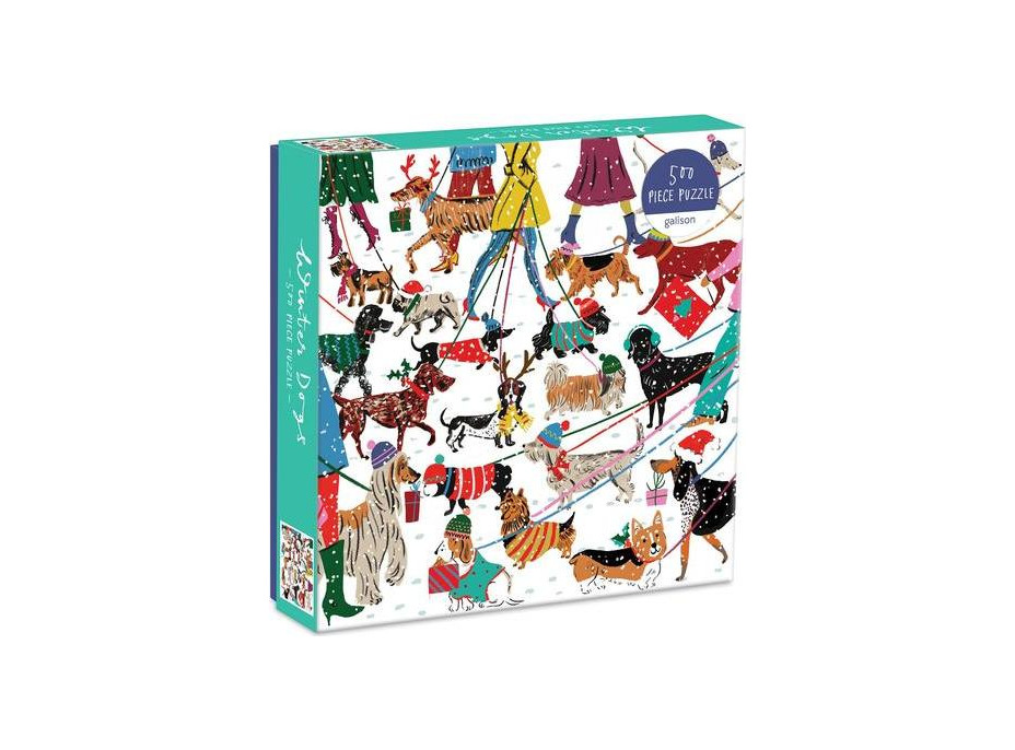 Galison Puzzle Psíci v zime 500 dielikov