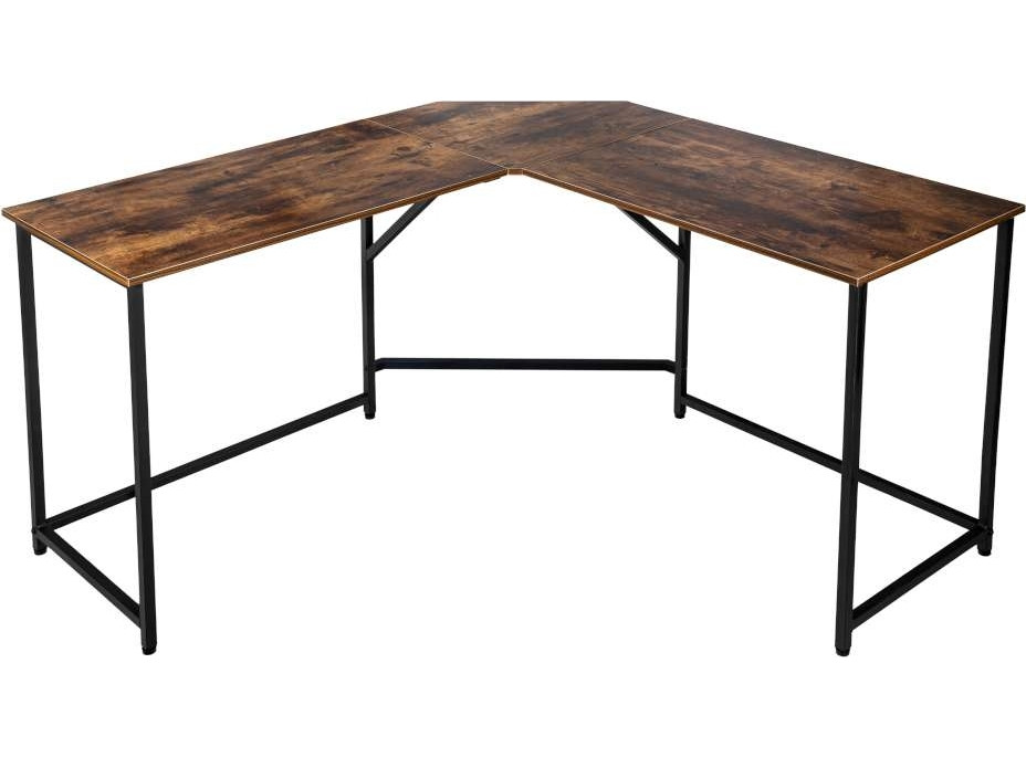 Rohový loftový písací stôl BRAGA RUSTIC - starený dub/čierny