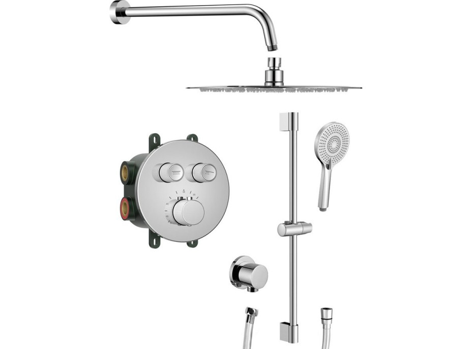 Sapho SMART SELECT podomietkový sprchový set s termostatickou batériou, 2 výstupy, posuvný držiak sprchy, chróm RP032-02