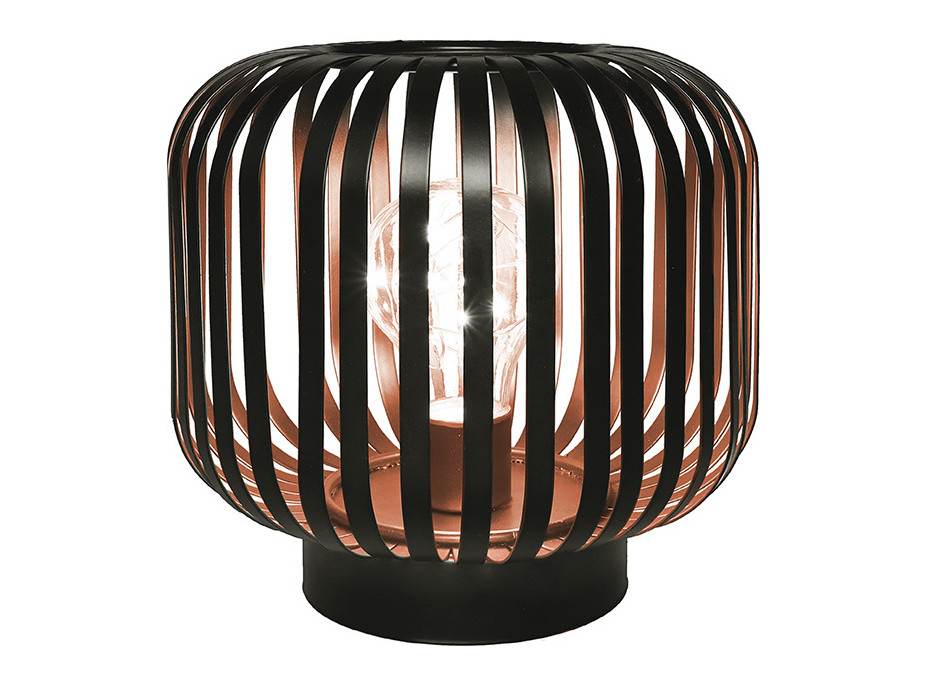 Solight kovový oválny lampáš so žiarovkou s micro LED, teplá biela, medená, 3xAA, 18cm