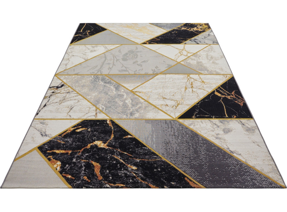 Kusový koberec Flair 105610 Noble Black Grey Gold – na von aj na doma